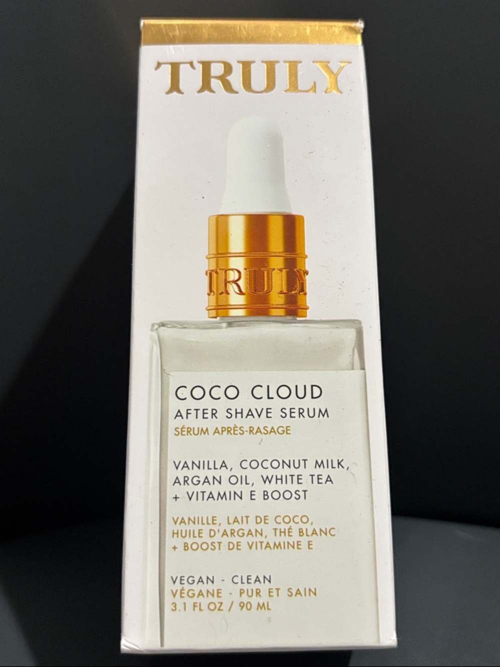 TRULY Coco Cloud After Shave Serum – White & Gold Accent
